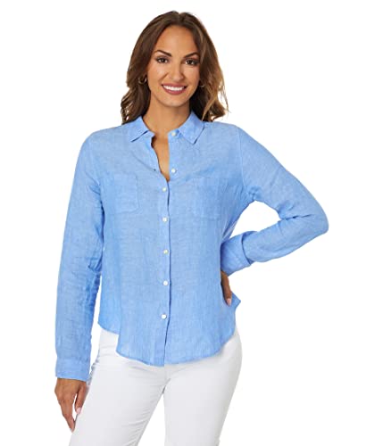 Lilly Pulitzer Sea View Button-Down Beckon Blue LG at Amazon